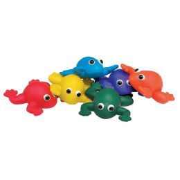 Sportime Multicolor Indestructible Vinyl Bean Bag Frog and Turtle Toys for Kids - Set of 6 by School Specialty