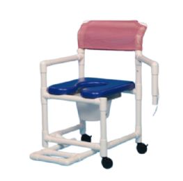 Open Front Soft Seat Shower Commode Chair with Left Sided Swing Arm