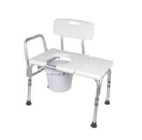 Bathtub Transfer Bench with Cutout and Commode Pail