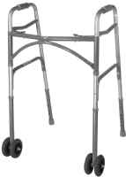 Drive Medical Two Button Bariatric Aluminum Folding Walker with Wheels