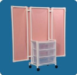 Wheeled Privacy Screen with Drawers