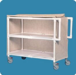 Jumbo Rolling Linen Carts with Mesh Cover and Removable Shelves