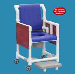 Deluxe Shower Chair Commode with Backrest and Closed-Front Soft Seat