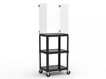 Wheeled AV Media Cart with Sneeze Guard by Luxor