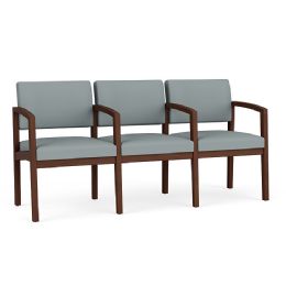 Customizable Wooden Waiting Room 3 Seat Sofa with Center Arms with 300 lbs. Capacity Per Seat by Lesro