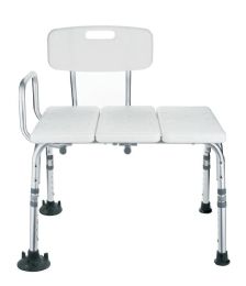 Transfer Bath Bench with Back and Adjustable Height - 300 lbs. Weight Capacity
