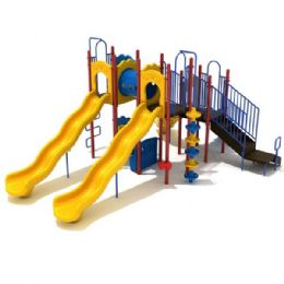 Keystone Crossing Commercial Playground Equipment for Kids and Preteens with Safety Rails, 3 Slides, and 3 Climbers