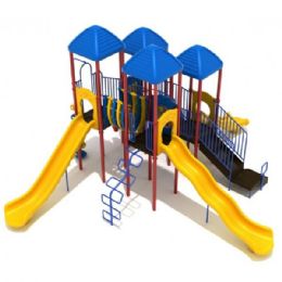 Brook's Towers Castle-Style Commercial Playground for Kids and Preteens with Safety Rails, Slides and Bridges