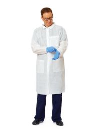 White Multi-Layer Lab Coats with Traditional Collar and Knit Cuffs by Medline