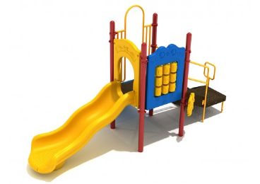 Patriot's Point Compact Children's Outdoor Playground Set with Safety Rails, Slide, Climber, and Tic Tac Toe Panel