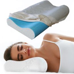 Bcool Neck Contour Pillow with Ivory Bamboo Cover for Neck and Spine Pressure Relief