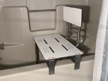 Portable Bath Seat with Folding Back and Clamp-On Utility