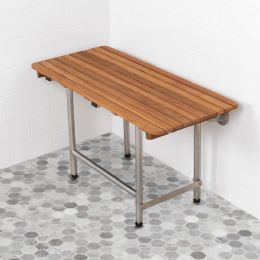 Teak Shower Bench with Drop Down Legs - ADA Compliant - by TeakWorks4U