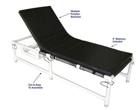 Surge Over Flow Emergency Preparedness Cot with Multiple Position Backrest, Included 2 inch Mattress, and Easy to Clean White Frame