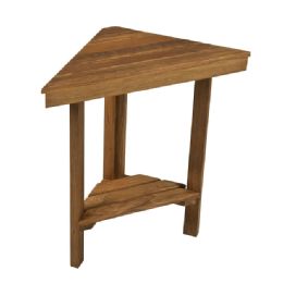 Waterproof Teak Corner Bench with Shelf for Showers and Baths