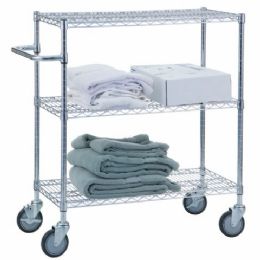 Adjustable Utility Cart with Three Wire Shelves
