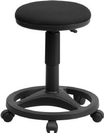 Flash Furniture Adjustable Black Rolling Stool with Foot Ring