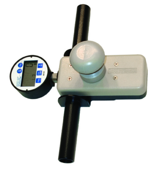 Baseline Digital Hydraulic Wrist Dynamometer with Knob Grip mounted on pole