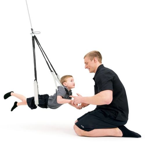 Standard Dual Indoor Occupational Therapy Sensory Swing is perfect for use by therapists to work on extension, proprioceptive input, motor planning, and core stability