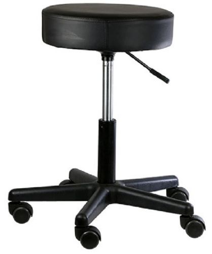 Black Pneumatic Mobile Upholstered Stool without Back