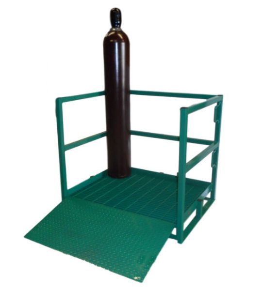Ramp makes it easy to carry cylinders onto rack