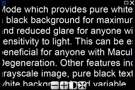 Pure white text on pure black background mode for high contrast