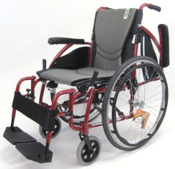 Features flip-back armrest and swing-away footrests.