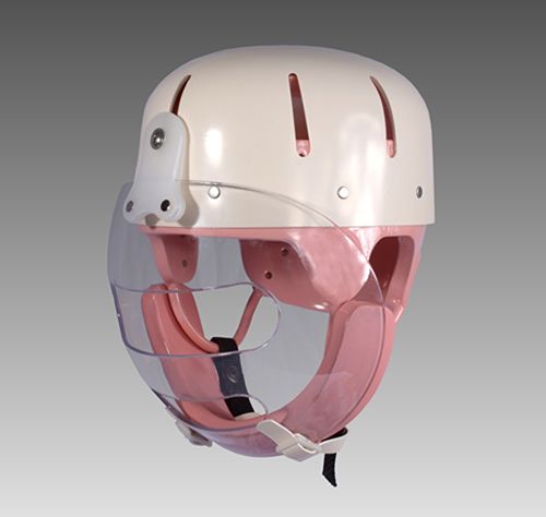 Hard Shell Helmet with Face Guard shown in pink