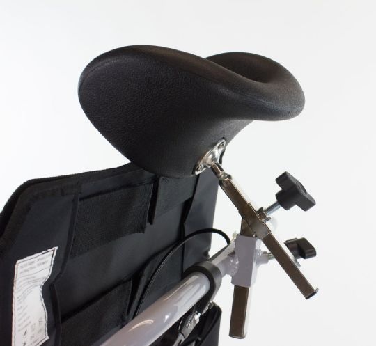 Detailed View of the adjustable Head Rest on the Reclining Shower Commode Chair by Platinum Health