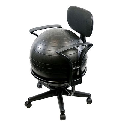Metal Exercise Ball Chair Base with Backrest and Arms