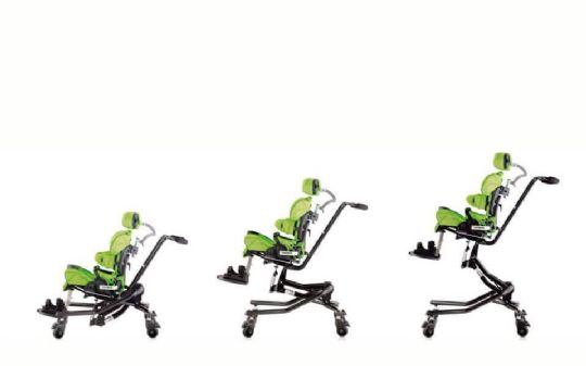 Leckey Squiggles Seating System shown in differing height adjustments 