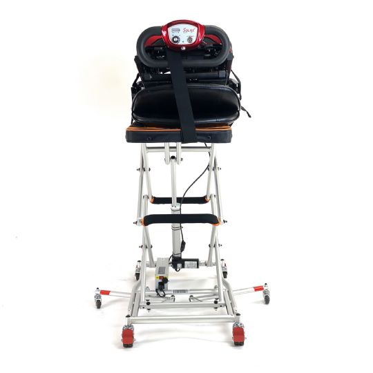 Side View of the GoLite Portable Mini Lift capable of lifting a scooter from the ground next to your trunk.
