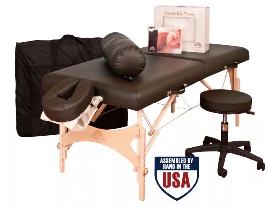 Oakworks Nova Portable Massage Table shown with a few available accessories