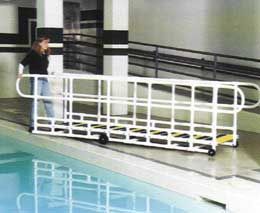 Casters allow the ramp to be rolled to desired position for easy access. 