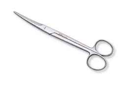 452R 11-090S Curved Enucleation Scissors, Blunt Tips, 38 mm Blades from  Midscrew to Tip, Ring Handle, Length 128 mm, Stainless Steel