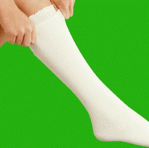 The tubular bandage fits under socks.