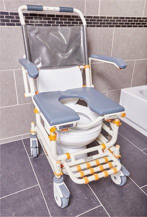ShowerBuddy Shower Transfer Chair Shown Above Toilet 
