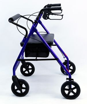 Extra Wide 20 lb. Bariatric Rollator side view in blue