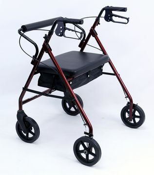 Extra Wide 20 lb. Bariatric Rollator angled back view in red