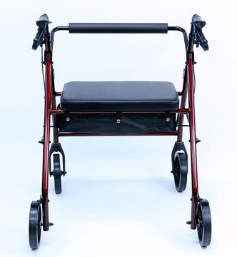Extra Wide 20 lb. Bariatric Rollator rear view in red