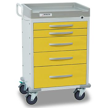 Isolation Rescue Medical Cart, 5 Yellow Drawers
