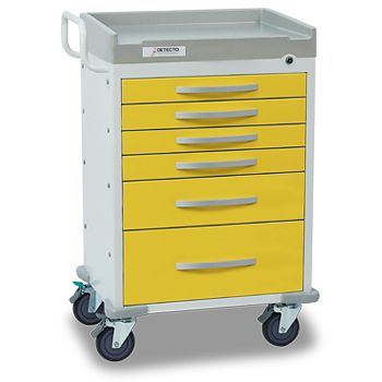 Isolation Rescue Medical Cart, 6 Yellow Drawers