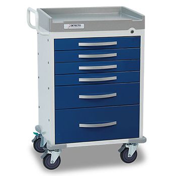 Anesthesiology Rescue Medical Cart, 6 Blue Drawers