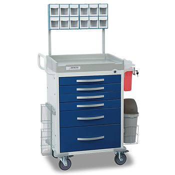 LOADED Anesthesiology Rescue Medical Cart, 6 Blue Drawers