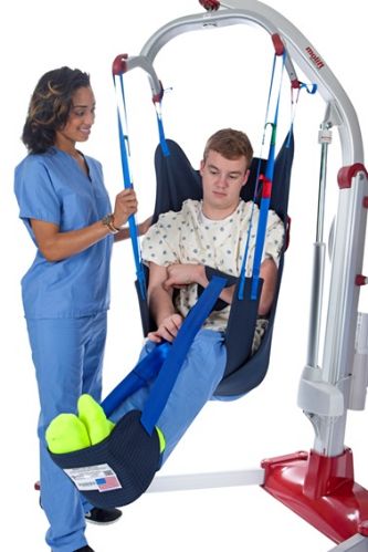 The Apex Seated Sling relieves caregivers of the potentially dangerous burden of having to use their own strength to move patients who suffer from limited mobility. 