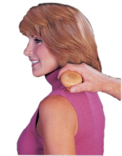 The smoothly rounded stem is used to apply pressure to trigger points in soft tissue.