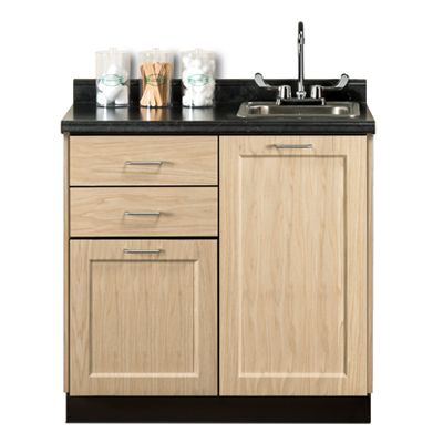 Base Cabinet in Sunlight Oak Finish with Black Alicante Postform Countertop (Accessories Not Included)