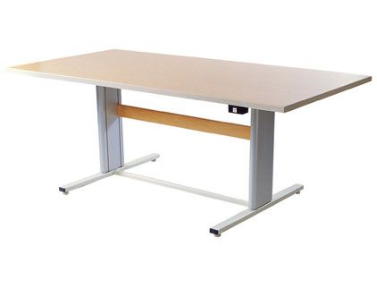 Height-Adjustable Group Therapy Workstation with Push-Button Adjustment

