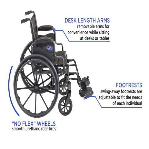 Drive Medical Cruiser III Light Weight Wheelchair with Various Flip Back  Arm Styles and Front Rigging Options, Flip Back Removable Full Arms/Swing