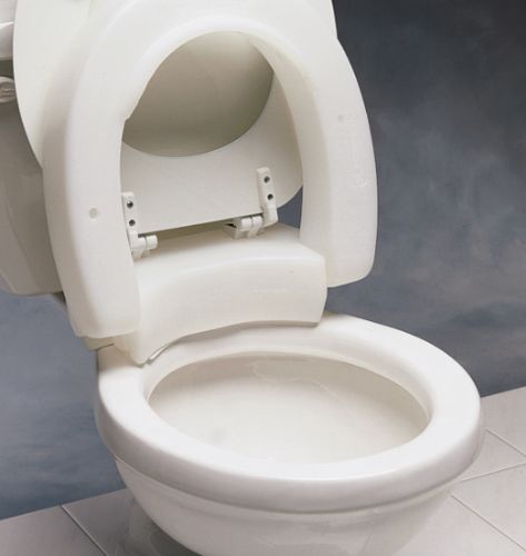 Elongated Hinged Elevated Toilet Seat Lifted
